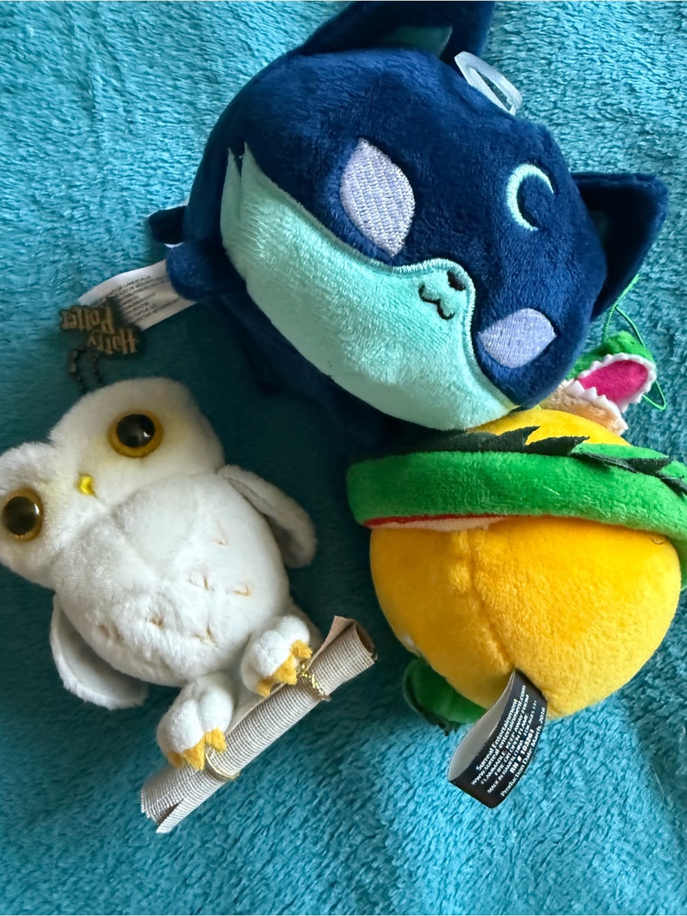 3 plushies dragon ball shenron keychain harry potter owl teeturtle bag moon fox